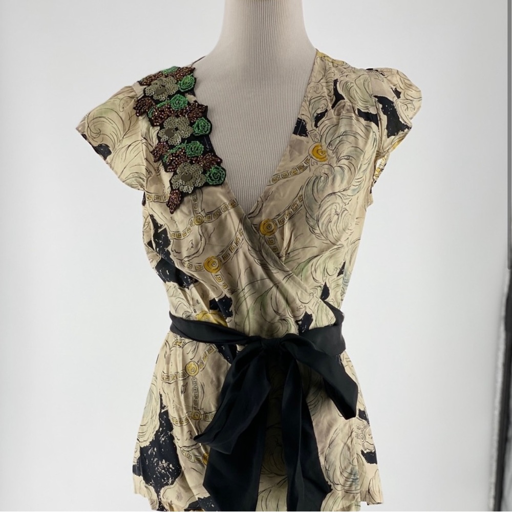 Anthropologie Odille Short Sleeve Blouse Size 6
